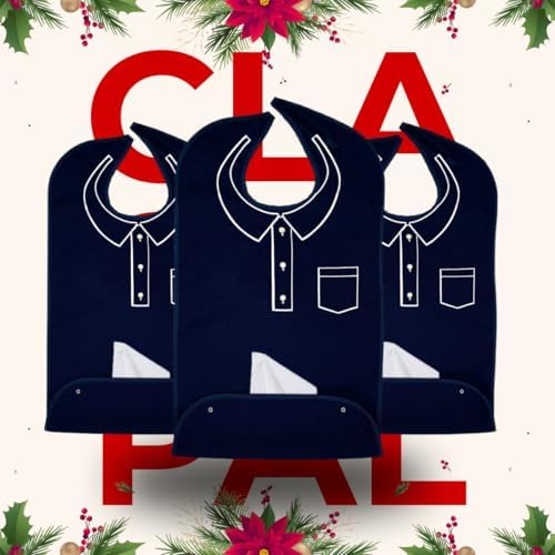 Adult Bibs for Men, Wipe ‘n Wear™ Clothing Protectors for Eating, Senior Adult Bib Crumb Catcher, Waterproof, Reusable, Washable (Polo x 3pk)