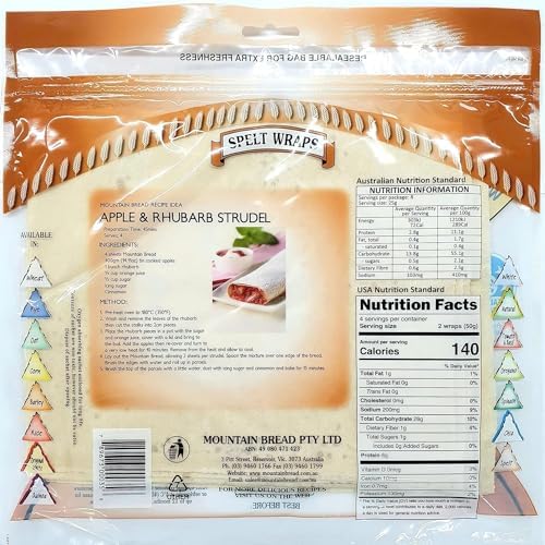 Mountain Bread Spelt Wraps 3 Simple Ingredients Wheat Free Option (Contains Gluten) Paper-Thin Flatbread 3 Pack (24 Wraps) 70 Calories per Wrap
