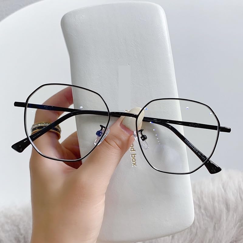 Trendy Oval Metal Reading Glasses Anti Blue Light Computer Readers Clear Vision Presbyopic Glasses Flat Light Mirror