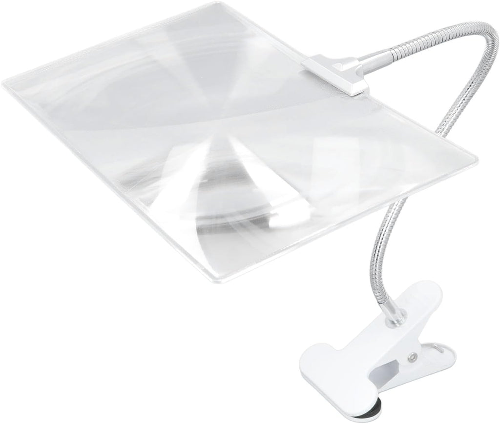 4X Magnifying Glass with Clip, Large Page Magnifier with Adjustable Flexible Gooseneck, Clip On Magnifying Glass for Reading Books, Sewing, Crafts, Low Vision Seniors