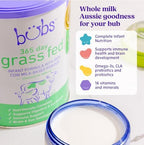 Bubs 365 Day Grass Fed Infant Formula with Iron, Cow Milk-Based Powder for Infants 0-12 Months, Made with Non-GMO Milk, 20 oz