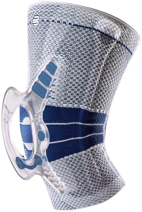 Bauerfeind - GenuTrain A3 - Arthritis Knee Support - Breathable Knit Knee Brace Helps Relieve Chronic Knee Pain and Irritation, Designed for Active People, Helps Stabilize Kneecap -Titanium, Left, Size 7