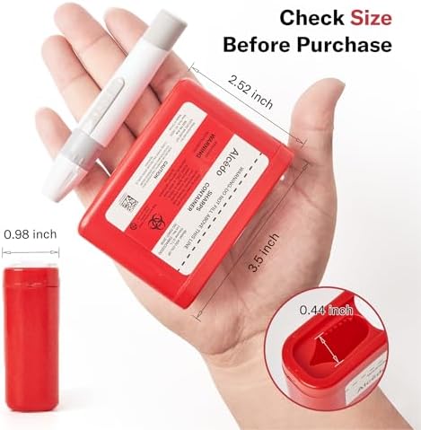 Alcedo Portable Sharps Container for Travel and Home Use (3-Pack), Small 0.1L Container for Diabetes Insulin Pen Needle Disposal, Mini Sharps Box, Medical Grade