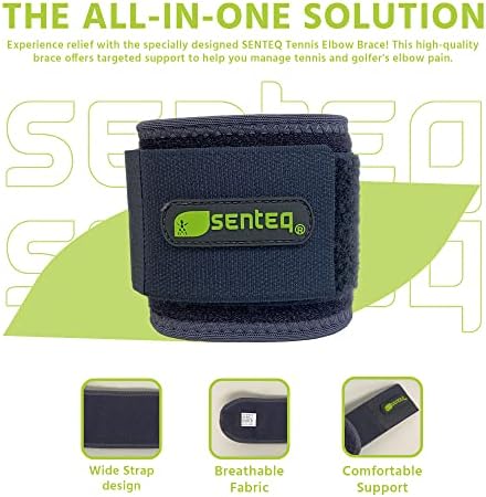 SENTEQ Tennis Elbow Brace: Arm Band for Tennis Elbow, Golfer Elbow and Forearm Support, Neoprene Wraps and Strap, Braces for Men and Women (Blue)