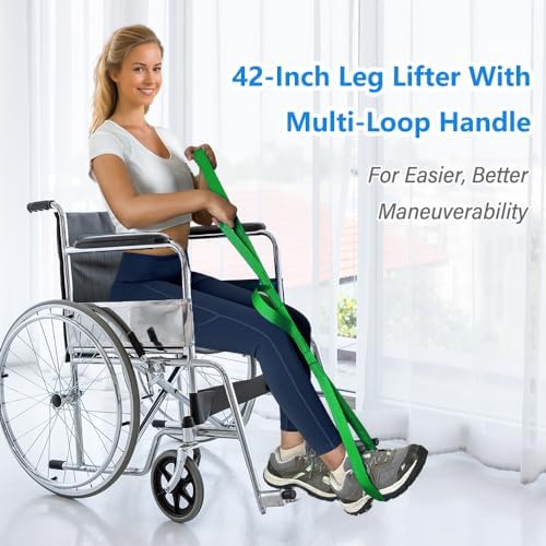 42 Inch Leg Lifter - Leg Lifter Strap Rigid with Multi Loops - Leg Lifter After Hip Replacement, Leg Lifter for After Knee Surgery, Leg Lifters Getting Legs in and Out of Bed, Car, Couch, Wheelchair