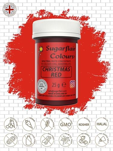 Valentines day, Red Sugarflair Spectral concentrated paste, Food Colouring, cake decoration- Chrsitmas Red. by Culpitt