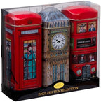 British Heritage 3x Tea Tins with 42 English Teabags (Big Ben, Red London Bus, Telephone Box)