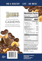 Bazzini Milk Chocolate Cashews, Gourmet Cashews Coated in Rich Milk Chocolate, Kosher, Since 1886 Gourmet Nut Snack, Made in USA (7oz Pouch)