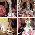Money Pull Out Kit - Birthday Money Box with 1 Pcs Happy Birthday Cake Topper and 20 Transparent Bag Connected Pockets Cake Decoration