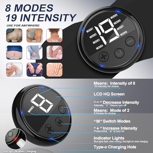 Intelligent Wireless TENS Unit Muscle Stimulator TENS & EMS Device, Electronic Pulse Rechargeable Deep Tissue Mini Body Massager Machine for Back Shoulder Leg Neck Pain Relief