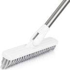 Affogato Floor Scrub Brush Bathroom Long Handle Bathtub Push Broom Shower Tile Grout Scrubber Rotatable Indoor Kitchen Scrubbing Cleaning Brush for Hard to Reach Areas - White