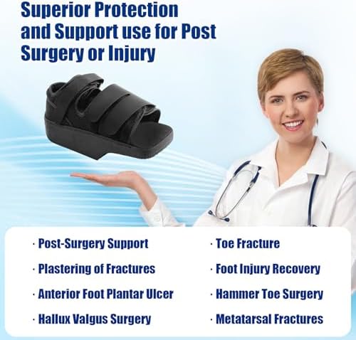 forefoot Offloading Post Op Shoe-Wedge Post Op Shoe Ortho Wedge Healing Shoe Non Weight Bearing Offloading Shoe for Broken Toe, Bunion, Hammer toe, Diabetic Foot Ulcer for Men and Women, L