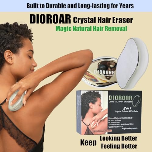 Crystal Hair Eraser,Upgrade Crystal Hair Remover,Physical Nano Glass Hair Removal Device,Painless Epilator and Exfoliator Without Shaver for Quick Soft Silky Skin(Silver)