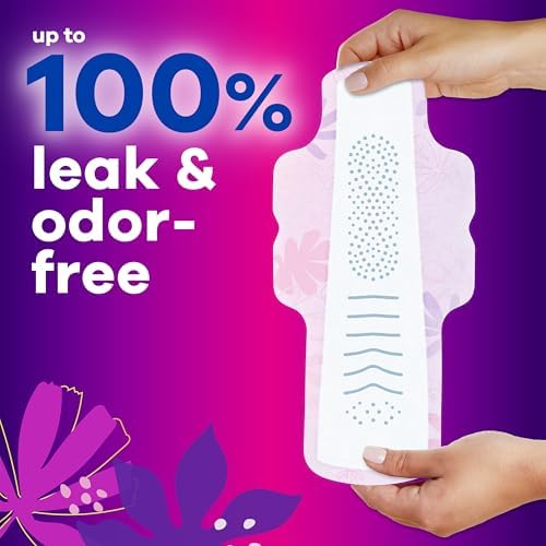 Always Radiant Feminine Pads for Women, Flexfoam Pads with Wings, Size 5, Extra Heavy Overnight Absorbency, Lightly Scented, 54 Count (3 Packs of 18)