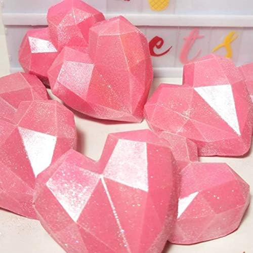 8 Grid Diamond Heart Silicone Cake Chocolate Mold Silicone Baking Pan Mold for DIY Cake Mousse Dessert 3D Diamond Love Heart Shaped Mould for Candy Fondant Ice Cream Soap Cupcake Cheesecake Jelly
