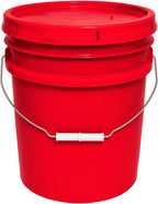 MKS Plastics 5-Gallon Bucket with Airtight Lid – Made in USA, Food Grade BPA Free Plastic, Heavy Duty Multi-Use, Metal Handle with Grip, Stackable Storage – Red, 1 Pack