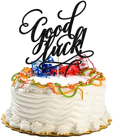 Good Luck Cake Topper - Graduation, Retirement, Going Away, Relocation, Office Work, Farewell Party Decorations (Black)