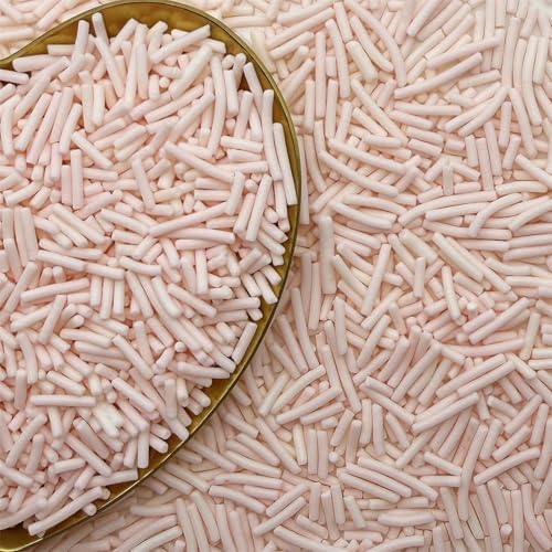 CandiJumpin Baby Pink Jimmy Sprinkles, Light Pink Sprinkles for Cake Decorating Edible Cake Jimmies Edible Crunchy Jimmies Ice Cream Toppings, Baby Shower Party Wedding Christmas Supplies 3 OZ