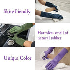 HOMSSEM Dishwashing Gloves - 2 Pairs Premium Rubber Gloves for Cleaning - Urban Gray, Green, Blue