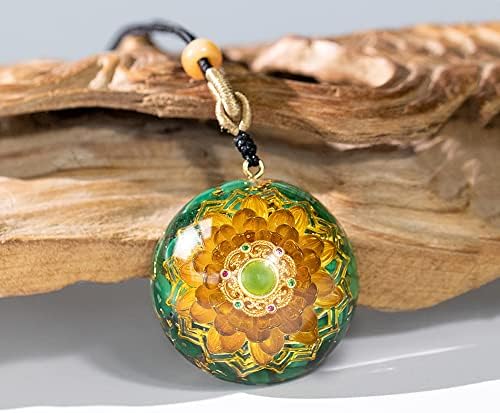 Da Piao Liang Orgonite Necklace With Malachite And Flower Of Life - Healing Crystals For Energy Protection And Meditation - Spiritual Pendant With Adjustable Cord