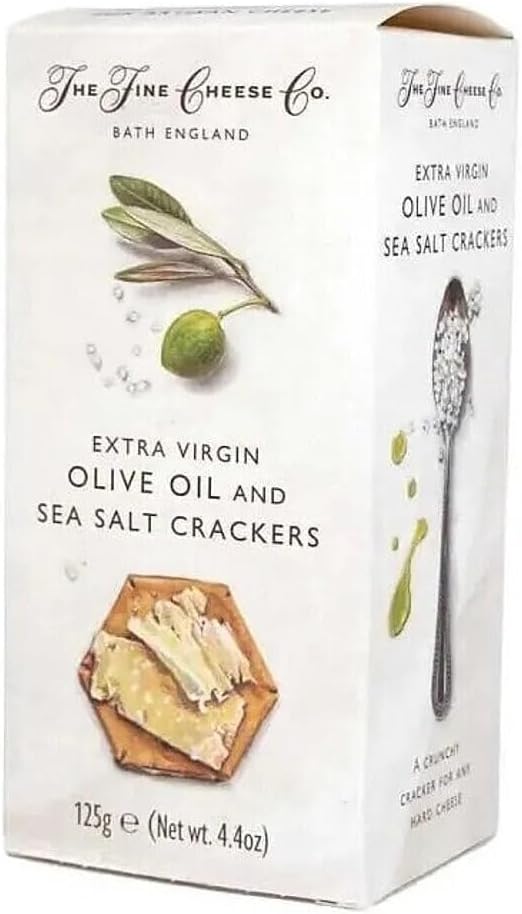 The Fine Cheese Co. Olive Oil and Sea Salt Crackers | All Natural | Imported from England | 4.4 oz