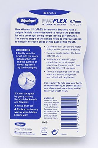 Wisdom Proflex Interdental Brushes, 0.70 mm, Yellow, Pack of 4, 20-Count
