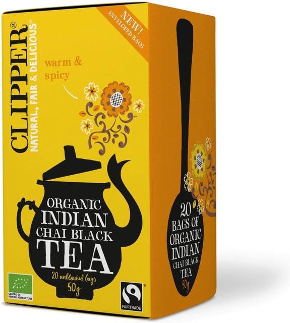 Clipper Organic and Fair Trade Indian Chai Black 20 bags Tea 1 Box of 50g SÖPÖSÖPÖ pack (SOPOSOPO)