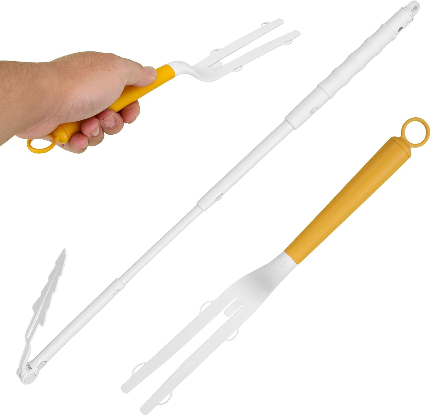 2pcs Handle Replacements for, Long Extended Handle Telescopic Extended Pole Adjustable Length Duster Refills Handle for Home Cleaning (White & Yellow)