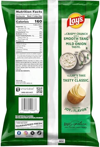 Lay's Sour Cream & Onion Flavor, 7.75 Oz
