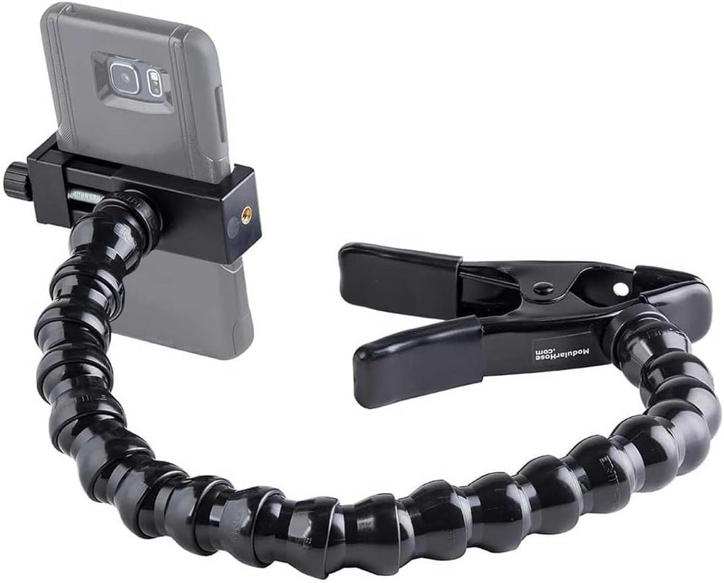 MOGO ModularHose Assistive Technology Phone Holder with Heavy-Duty Spring Clamp (Opens to 2"), 18 Inch Arm