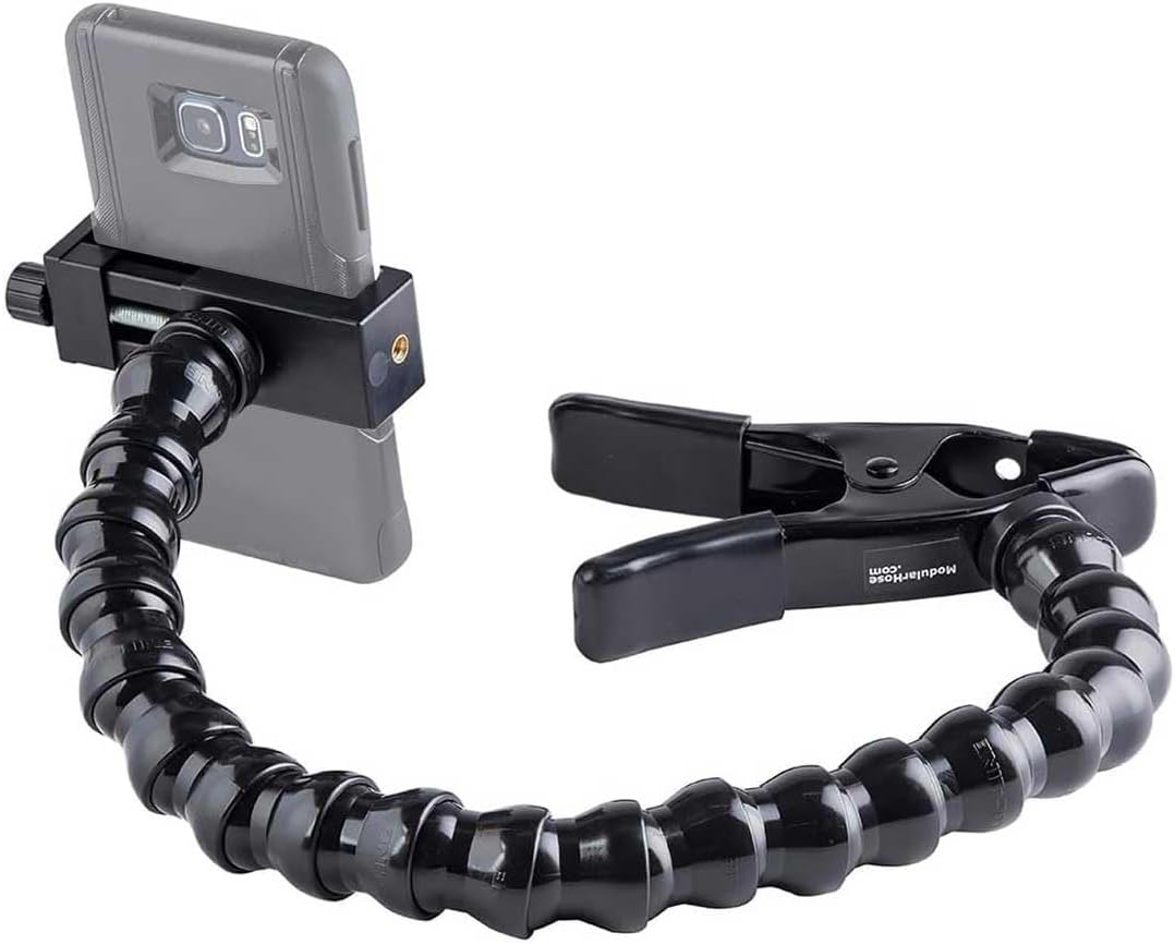 MOGO ModularHose Assistive Technology Phone Holder with Heavy-Duty Spring Clamp (Opens to 2"), 18 Inch Arm