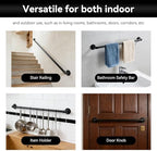 Metal Staircase handrails,Industrial Pipe Stair handrail, wall-Mounted Metal Hand Rail，handrails for Indoor Stairs，Garage, Porch, Toilet, Yard and Garden (Black, 3.3ft)