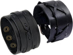 Punk Leather Cuff Bracelet, 2PCS Vintage Braided Leather Wristband for Men Women