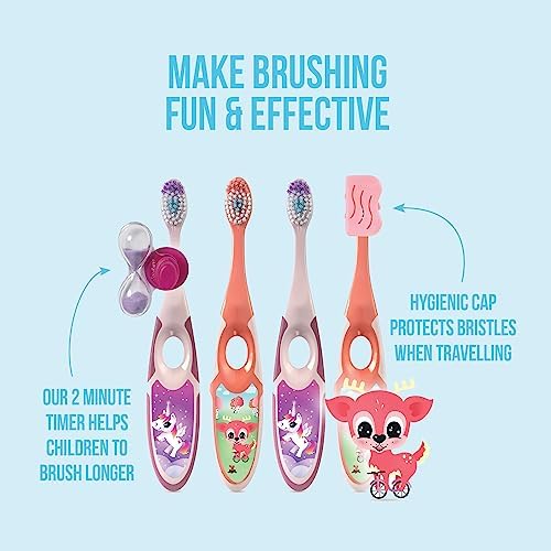 Jordan* ® | Step 2 Kids Toothbrush | 3-5 Years, Soft Bristles, BPA Free,4 Pack | Pink