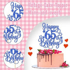 1 PCS Happy 65th Birthday Cake Topper Glitter Cheers to 65 Years Birthday Cake Pick Hello 65 Fabulous Cake Decoration for Happy 65th Birthday Anniversary Party Decorations Supplies Blue