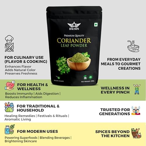 100% Pure Coriander Leaf Powder – 0.88 oz, Aromatic Coriander Spice for Cooking, Seasoning & Garnishing