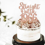 1 Pack 60th Birthday Cake Topper Glitter Straight Outta 1966 Sixty Awesome Since 1966 Cake Pick 60 Fabulous Cake Decorations for 60th Birthday Wedding Anniversary Party Supplies Rosegold
