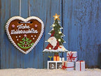 E-view Christmas Advent Calendar Wooden Xmas Tree Tabletop Decor with Lights, Rustic Countdown with Number Blocks Wood Santa Snowman Decoration Indoor Holidays Ornament (Santa)