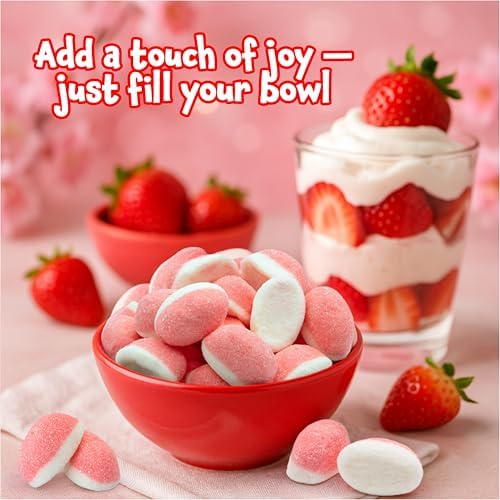 Strawberry Gummy Candy - 2 Pound Pack - Pink Cloud Candy for Baby Showers & Party Favors - Gender Reveal Strawberry Gummies - It's a Girl Candy - Bulk Puffs
