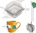 Christmas Themed Tea Infuser Set, Cube Tea Diffusers for Loose Tea, Reusable Tea Steeper with Christmas Tree and Santa Claus Pendant, 2 PCS