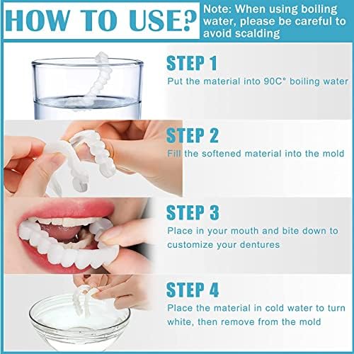 Instant Veneers Dentures Fake Teeth Smile Teeth Veneer Top and Bottom False Teeth Veneers Snap in Teeth Temporary Cosmetic Teeth for Women and Men Cover Imperfect Teeth Regain Confidence Smile