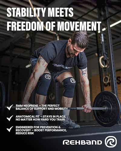 Rehband 5mm Knee Sleeves for Functional Training, Cross-Training & Powerlifting, Weightlifting Knee Support made of Neoprene, Unisex, Colour:Copper/Black - 1 Pair, Size:Medium