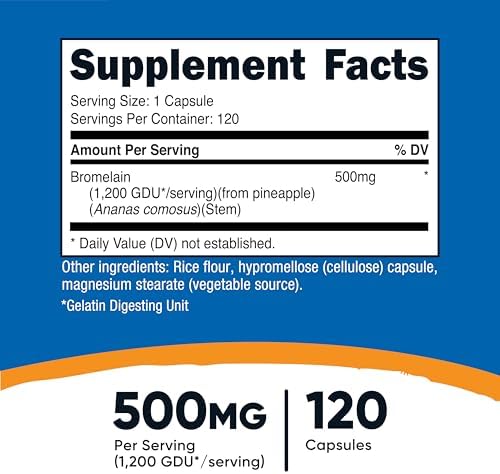 Nutricost Bromelain 500mg, 120 Vegetarian Capsules - Bromelain (1200 GDU), Non-GMO, Gluten Free