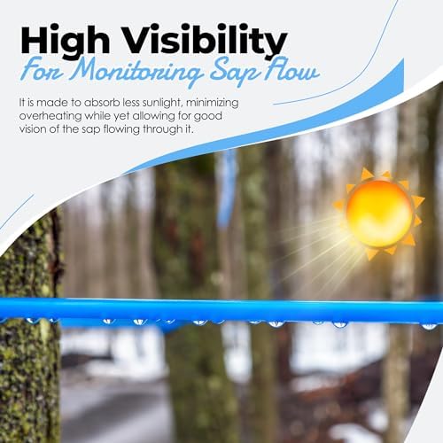 5/16” x 500’ Food Grade Hose Semi-Rigid Maple Syrup Tubing or Birch Sap Syrup Tree Tapping - 5/16 Maple Syrup Tubing Rated for use for 15 Years Made in Canada, Transparent Blue