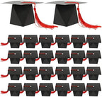 PRETYZOOM Graduation Cap Boxes 50Pcs Doctoral Hat Candy Treat Boxes for Graduation Party Favor Sweet Biscuit Containers 3.54X3.54X2.36 Inch