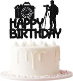 Glitter Photographer Birthday Cake Topper Photography Enthusiast Party Themed Baby Shower Boys Girls Birthday Party Cake Decorations Supplies
