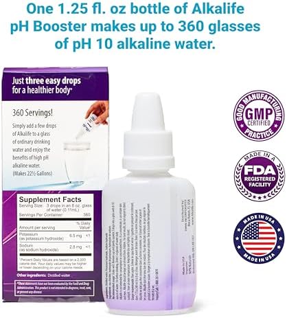 Alkalife pH Booster Drops, 3 Pack, Turn Any Drinking Water Into pH 10 Alkaline Water, 360 Servings Per Bottle, The Original Patented Formula, Electrolytes & Minerals