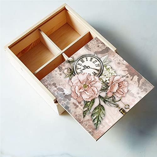CrafTreat Floral Steampunk Decoupage Paper – A4 (8.3 x 11.7 Inch), 8 Sheets – Vintage Birds & Rose Design Craft Paper for Furniture & DIY Projects