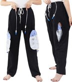 WEEOATAR Unisex Incontinence Pants with Double Pockets for Nephrostomy, Foley, Suprapubic & Biliary Catheters (Black, Long, M)