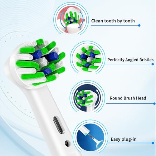 8 Pack Cross Clean Replacement Brush Heads Compatible with Braun Oral B Electric Toothbrush, White